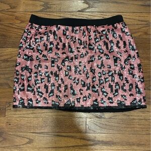 BCBGMaxAzria Pink and Black Sequin Mini Skirt